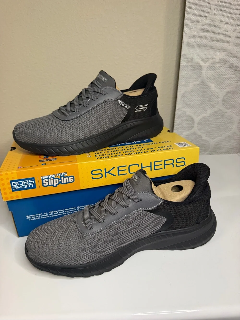 Skechers BOBS Sport Squad Chaos Slip-Ins Men’s 12 Gray Shoes 118309 DKGY